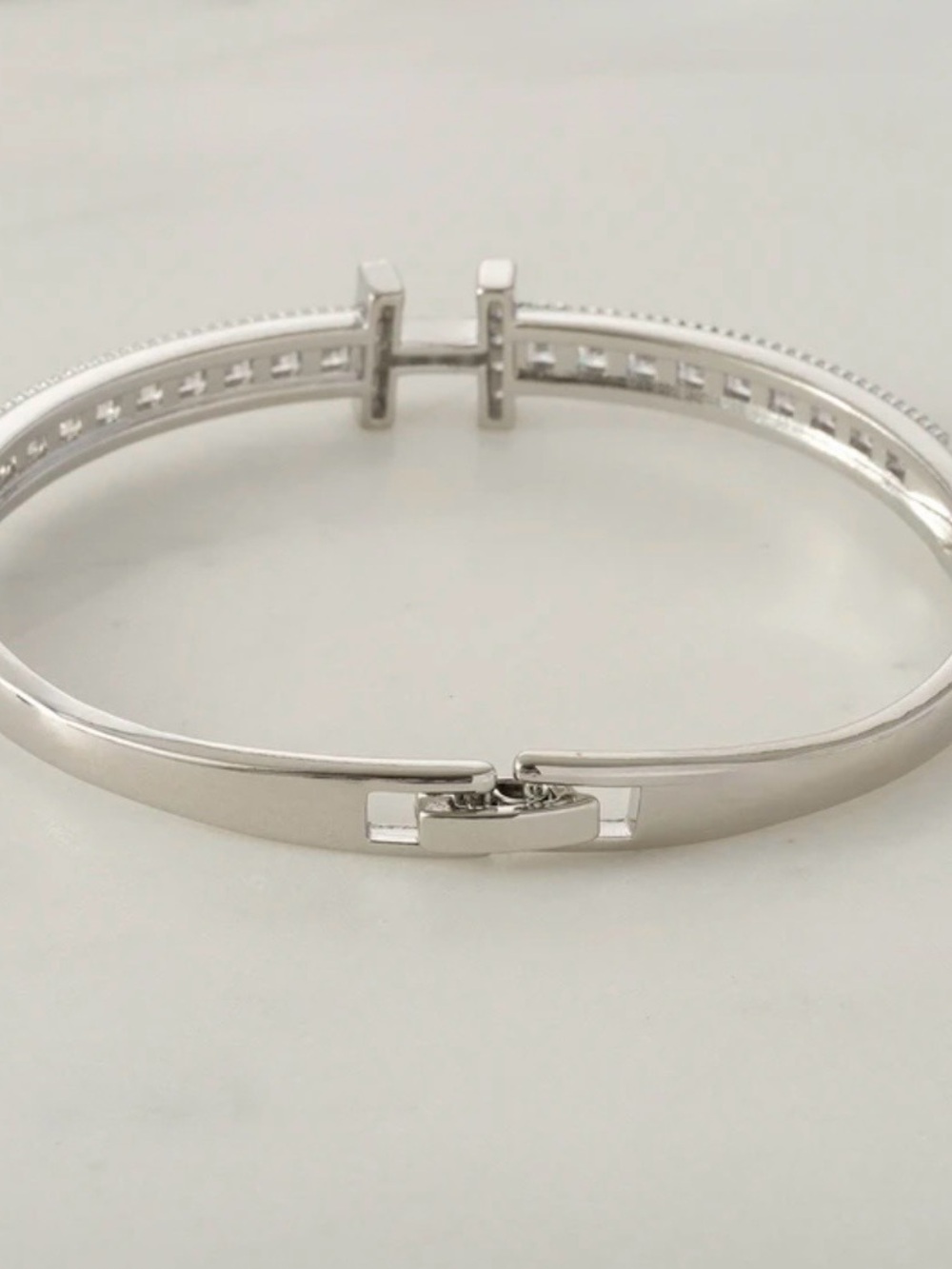 Silver Crystal Cross Pavé Bangle Bracelet - Women's Jewelry - Picture 3 of 3
